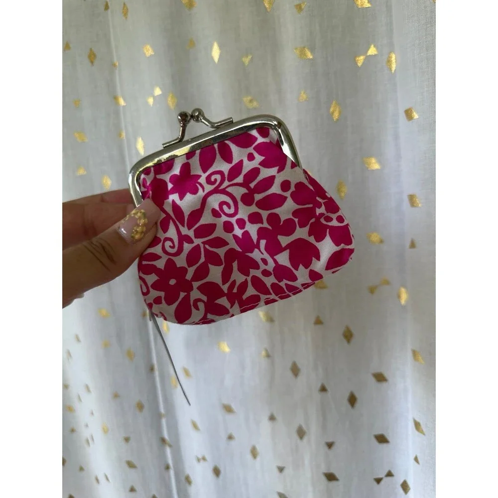 NWT Creations By Alan Stuart New York Pink Floral Kiss Lock Coin Purse